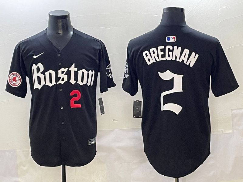 Men 2025 Boston Red Sox #2 Bregman Black Five generations Joint Name Nike MLB Jersey style 1->boston red sox->MLB Jersey